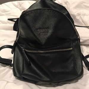 Black faux leather guess bag